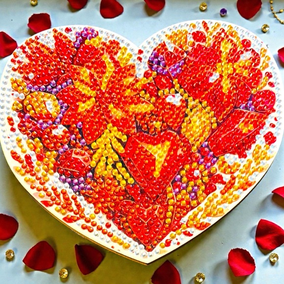 Hand Crafted Other - Trivet 6” Heart Shaped Colorful Hand Crafted Sealed Diamond Art